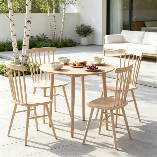 English Elm Multi-Function Drop Leaf Round Dining Table Oak Wood Grain Seats Four Small Space T3971P545667
