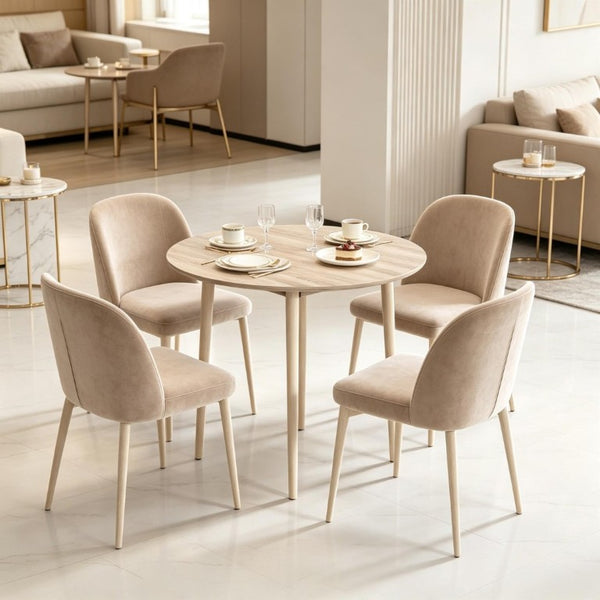 English Elm Multi-Function Drop Leaf Round Dining Table Oak Wood Grain Seats Four Small Space T3971P545667