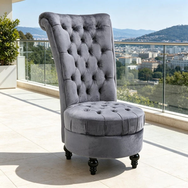English Elm Elegant Button Tufted High Back Accent Chair Velvet Touch Upholstery Retro Lounge T3971P545678