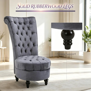 English Elm Elegant Button Tufted High Back Accent Chair Velvet Touch Upholstery Retro Lounge T3971P545678
