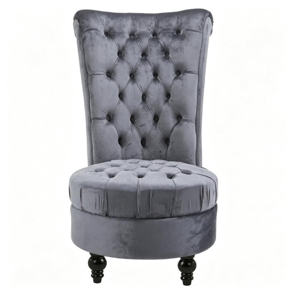 English Elm Elegant Button Tufted High Back Accent Chair Velvet Touch Upholstery Retro Lounge T3971P545678