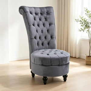 English Elm Elegant Button Tufted High Back Accent Chair Velvet Touch Upholstery Retro Lounge T3971P545678