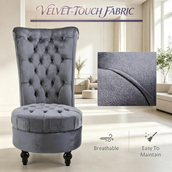 English Elm Elegant Button Tufted High Back Accent Chair Velvet Touch Upholstery Retro Lounge T3971P545678