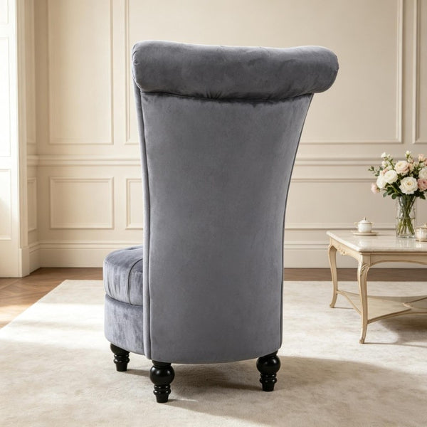 English Elm Elegant Button Tufted High Back Accent Chair Velvet Touch Upholstery Retro Lounge T3971P545678