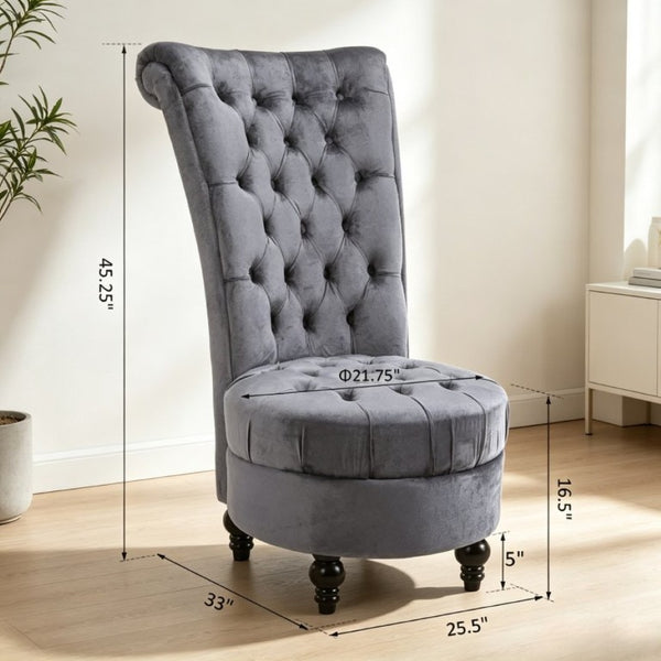 English Elm Elegant Button Tufted High Back Accent Chair Velvet Touch Upholstery Retro Lounge T3971P545678
