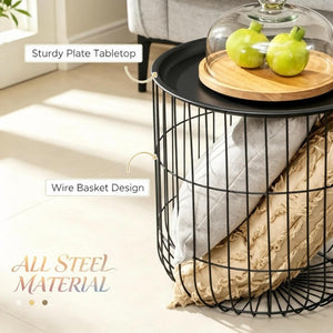 English Elm Modern Steel Wire Nesting Accent Tables with Removable Tops for Living Room Storage T3971P545785