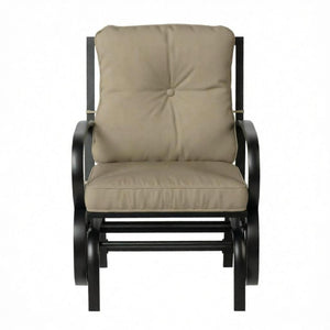 English Elm Comfortable Outdoor Glider Rocker with Tufted Cushions and Weather Resistant Steel Frame T3971P548358