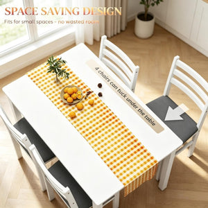 English Elm Compact Farmhouse 5 Piece Dining Set with Rubberwood Legs and Upholstered Slat Back Chairs T3971P548581