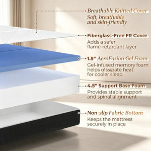 English Elm 6 Inch Gel Memory Foam Trifold Mattress for Camping RV Guest Sleeping and Yoga T3971P550033