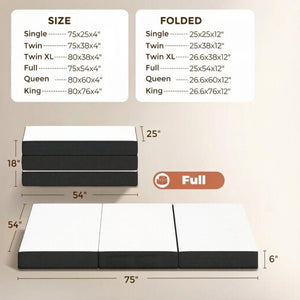 English Elm 6 Inch Trifold Gel Memory Foam Mattress Portable Camping RV Guest Floor Sleeping Pad T3971P550041