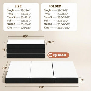 English Elm 6 Inch Gel Memory Foam Trifold Mattress for Guests RV Camping and Floor Use T3971P550043
