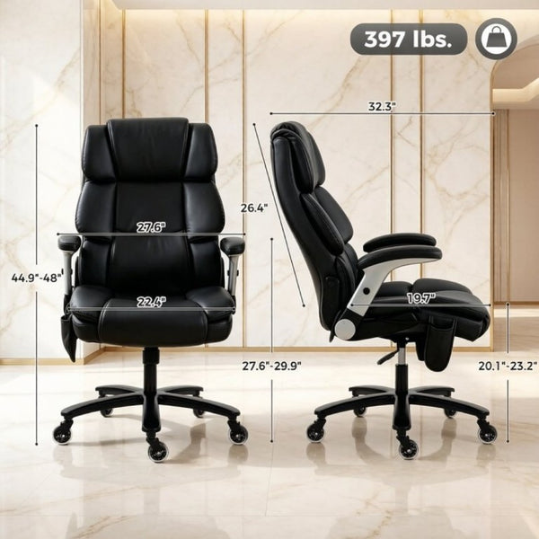 English Elm Ergonomic High-Back Office Chair with Airbag Lumbar Support and Pet-Safe Flannel Seat Black T3971P551390