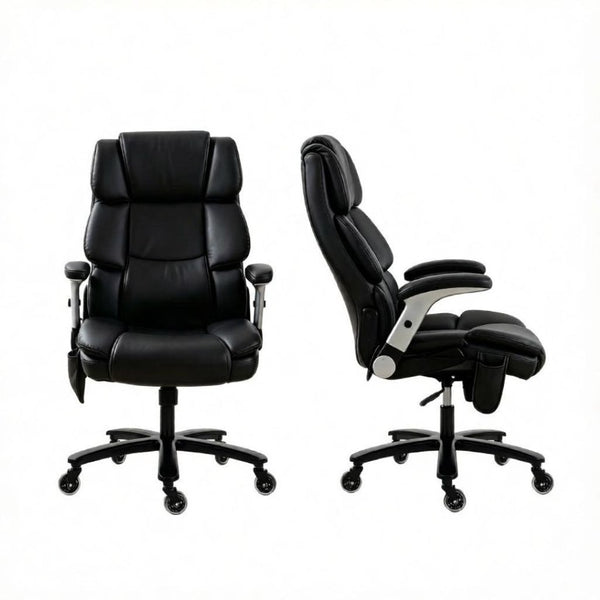English Elm Ergonomic High-Back Office Chair with Airbag Lumbar Support and Pet-Safe Flannel Seat Black T3971P551390