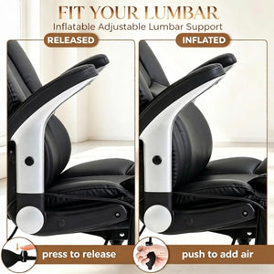 English Elm Ergonomic High-Back Office Chair with Airbag Lumbar Support and Pet-Safe Flannel Seat Black T3971P551390