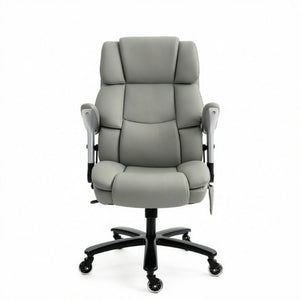 English Elm Ergonomic High-Back Office Chair with Airbag Lumbar Support and Pet-Safe Flannel Seat Light Gray T3971P551392