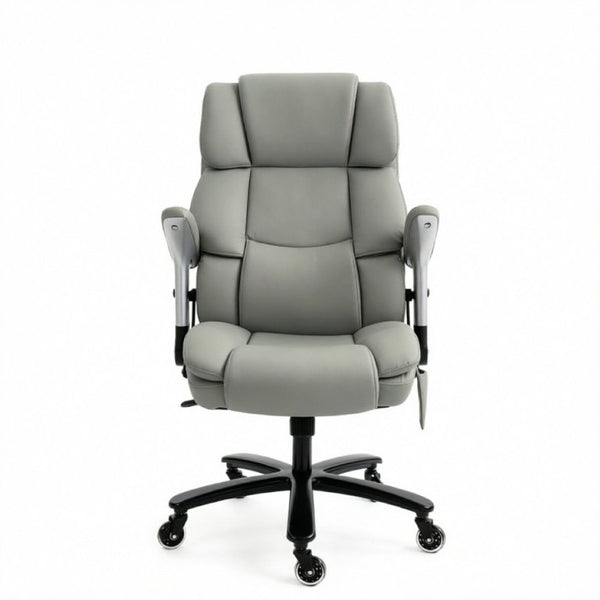 English Elm Ergonomic High-Back Office Chair with Airbag Lumbar Support and Pet-Safe Flannel Seat Light Gray T3971P551392