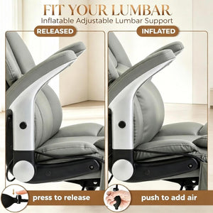 English Elm Ergonomic High-Back Office Chair with Airbag Lumbar Support and Pet-Safe Flannel Seat Light Gray T3971P551392