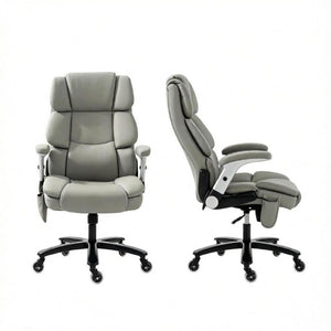 English Elm Ergonomic High-Back Office Chair with Airbag Lumbar Support and Pet-Safe Flannel Seat Light Gray T3971P551392
