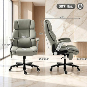 English Elm Ergonomic High-Back Office Chair with Airbag Lumbar Support and Pet-Safe Flannel Seat Light Gray T3971P551392
