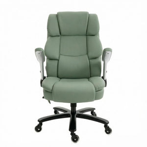 English Elm Ergonomic High-Back Office Chair with Airbag Lumbar Support and Pet-Safe Flannel Seat Light Green T3971P551395