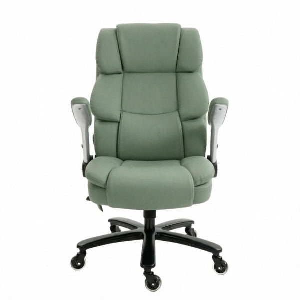 English Elm Ergonomic High-Back Office Chair with Airbag Lumbar Support and Pet-Safe Flannel Seat Light Green T3971P551395