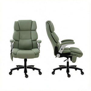 English Elm Ergonomic High-Back Office Chair with Airbag Lumbar Support and Pet-Safe Flannel Seat Light Green T3971P551395