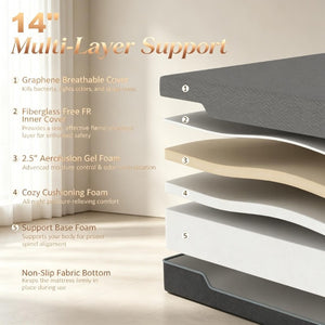 English Elm King 14 Inch Graphene Copper Gel Memory Foam Mattress for Hot Sleepers Pressure Relief T3971P551401