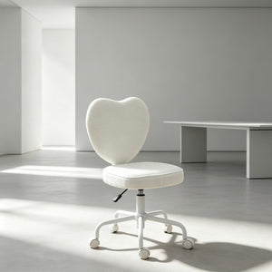 English Elm Love Heart Back Linen Swivel Vanity Chair with Adjustable Height and Rolling Casters T3971P551564