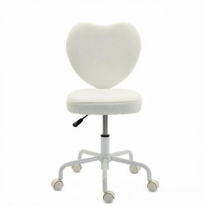 English Elm Love Heart Back Linen Swivel Vanity Chair with Adjustable Height and Rolling Casters T3971P551564