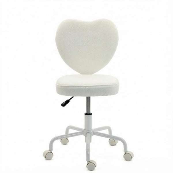 English Elm Love Heart Back Linen Swivel Vanity Chair with Adjustable Height and Rolling Casters T3971P551564