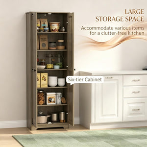 English Elm Freestanding Farmhouse Pantry Cabinet Tall Kitchen Storage with Adjustable Shelves Gray T3971P551822