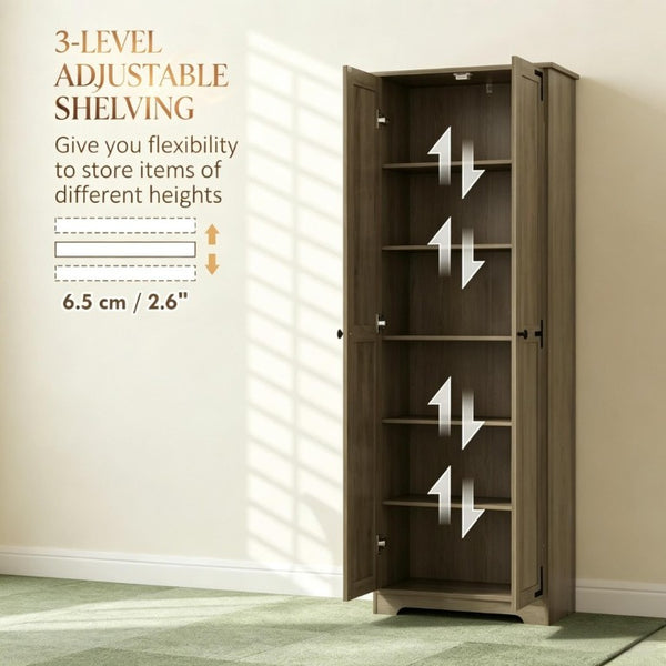 English Elm Freestanding Farmhouse Pantry Cabinet Tall Kitchen Storage with Adjustable Shelves Gray T3971P551822