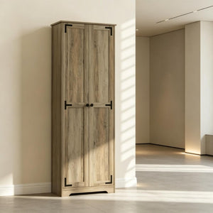 English Elm Freestanding Farmhouse Pantry Cabinet Tall Kitchen Storage with Adjustable Shelves Gray T3971P551822