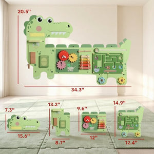 English Elm Engaging Dinosaur Wall Mounted Activity Board for Kids Playroom with Xylophone Panel T3971P553323