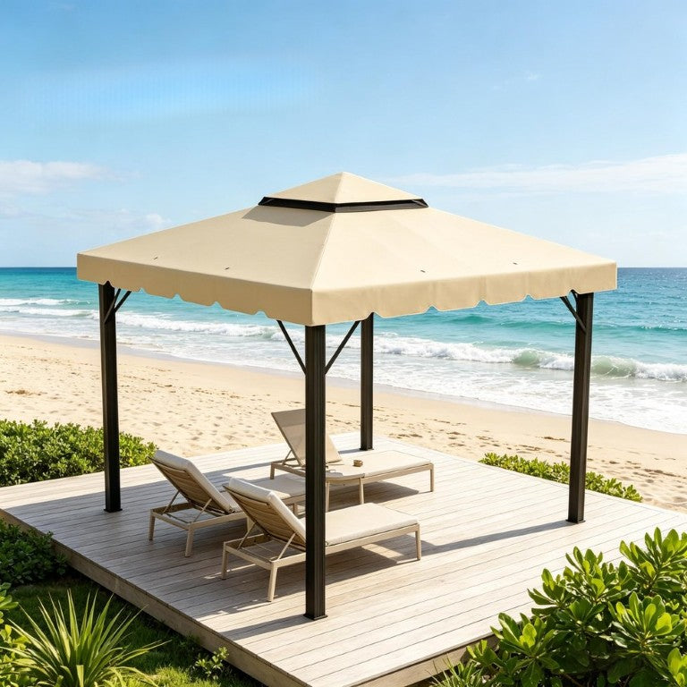 English Elm Premium Gazebo Replacement Canopy with Dual Tier Ventilation and UV Resistant Polyester T3971P553354