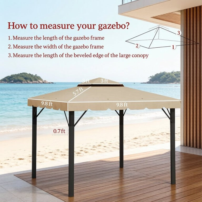 English Elm Premium Gazebo Replacement Canopy with Dual Tier Ventilation and UV Resistant Polyester T3971P553354
