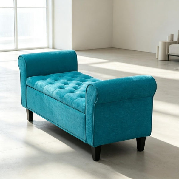 English Elm Elegant Tufted Storage Bench Upholstered Ottoman with Lift Top for Bedroom Entryway T3971P553385
