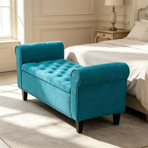 English Elm Elegant Tufted Storage Bench Upholstered Ottoman with Lift Top for Bedroom Entryway T3971P553385