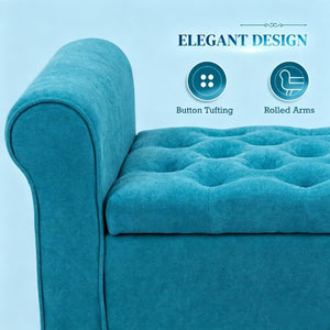 English Elm Elegant Tufted Storage Bench Upholstered Ottoman with Lift Top for Bedroom Entryway T3971P553385