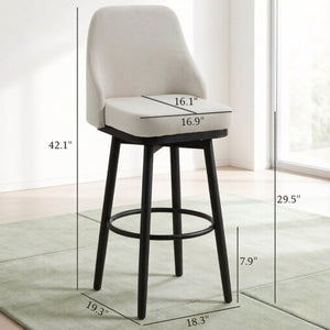 English Elm Contemporary Swivel Counter Stools Set of Two Cream Upholstered High Back Kitchen Bar T3971P553387