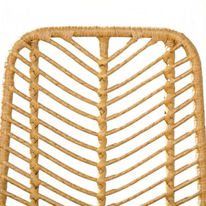 English Elm Set of 4 Woven PE Rattan Counter Barstools with Powder Coated Steel Frame Boho Kitchen T3971P553489