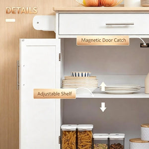English Elm Mobile Rubberwood Kitchen Cart with Drawer Cabinet Rolling Casters and Towel Rack T3971P553506