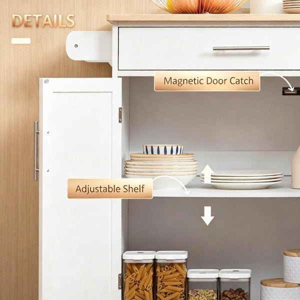 English Elm Mobile Rubberwood Kitchen Cart with Drawer Cabinet Rolling Casters and Towel Rack T3971P553506
