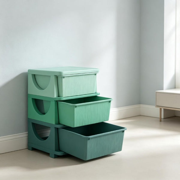 English Elm Toy Storage Tower Three Drawer Polypropylene Unit for Playroom Bedroom Organization T3971P555028