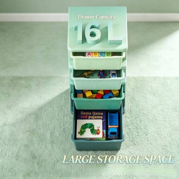 English Elm Modern Four Drawer Kids Playroom Tower Polypropylene Vertical Toy Storage Unit T3971P555048