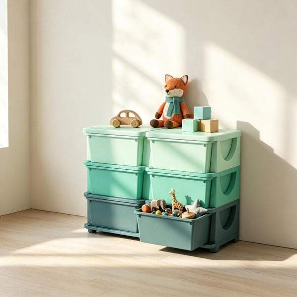 English Elm Space-Saving Six Drawer Kids Storage Tower Montessori Playroom PP Plastic Organizer T3971P555064