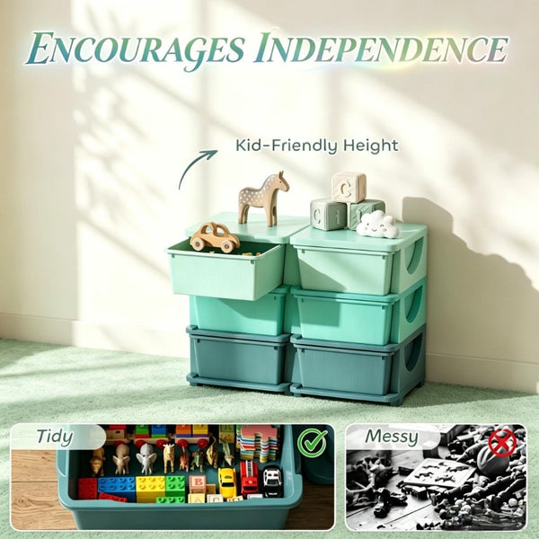 English Elm Space-Saving Six Drawer Kids Storage Tower Montessori Playroom PP Plastic Organizer T3971P555064