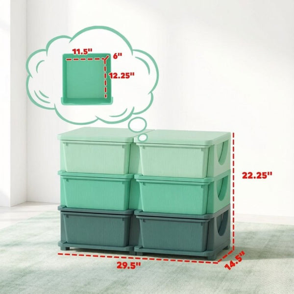 English Elm Space-Saving Six Drawer Kids Storage Tower Montessori Playroom PP Plastic Organizer T3971P555064