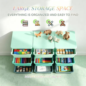 English Elm Chic Nine Drawer Kids Vertical Storage Tower Montessori Playroom Organizer in PP T3971P555185