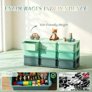 English Elm Chic Nine Drawer Kids Vertical Storage Tower Montessori Playroom Organizer in PP T3971P555185